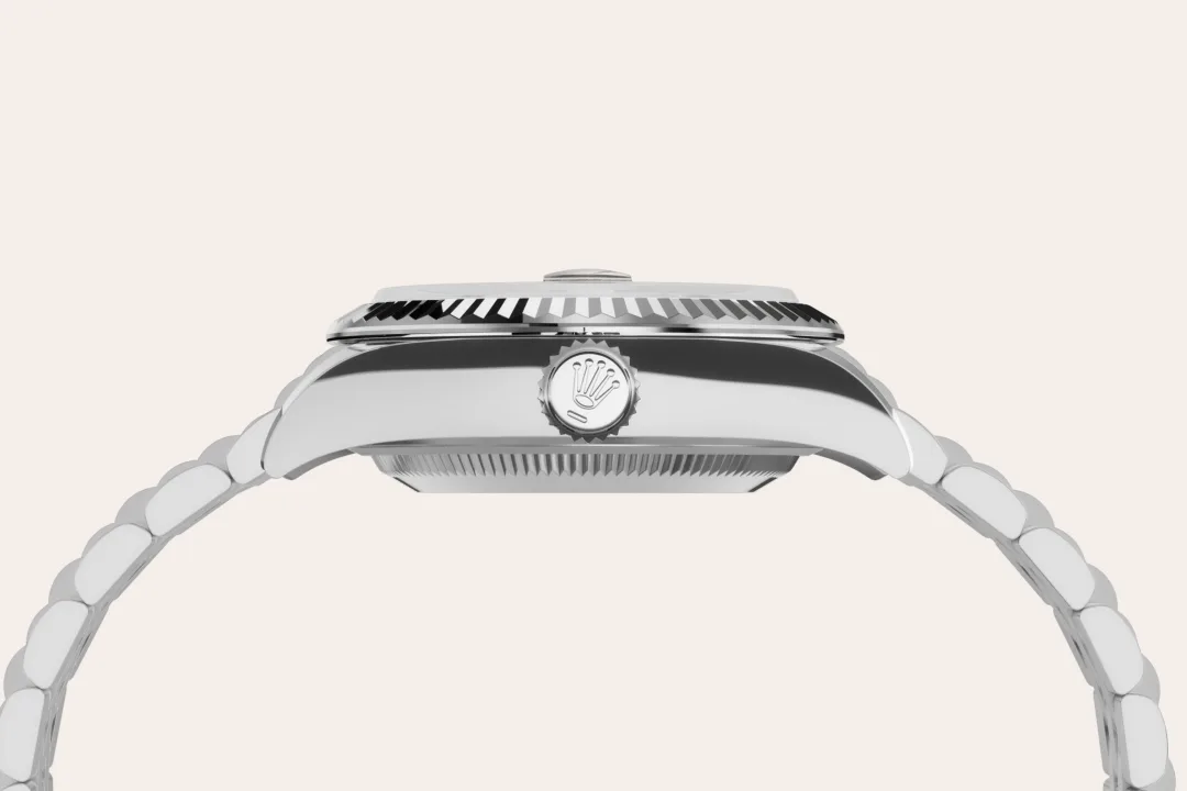 rolex Lady-Datejust em Rolesor branco – combinação de aço Oystersteel e ouro branco, M279174-0015 - Sara Joias