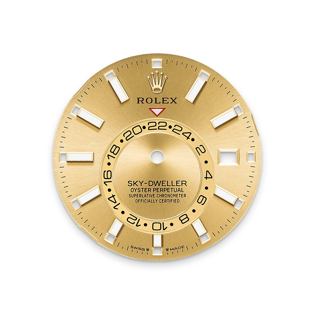 rolex Sky-Dweller em Rolesor amarelo – combinação de aço Oystersteel e ouro amarelo, M336933-0001 - Sara Joias
