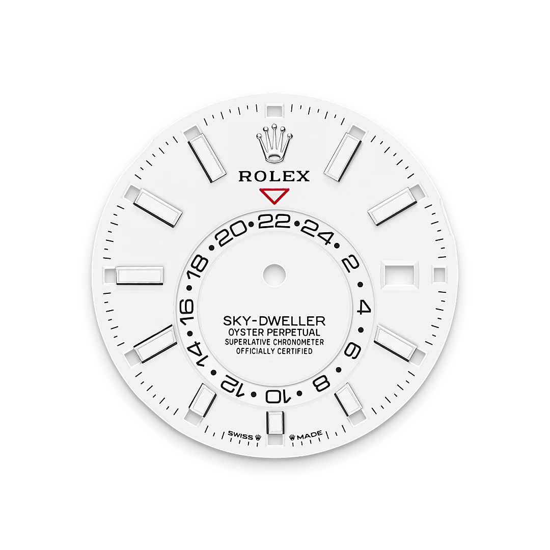 rolex Sky-Dweller em Rolesor branco – combinação de aço Oystersteel e ouro branco, M336934-0004 - Sara Joias