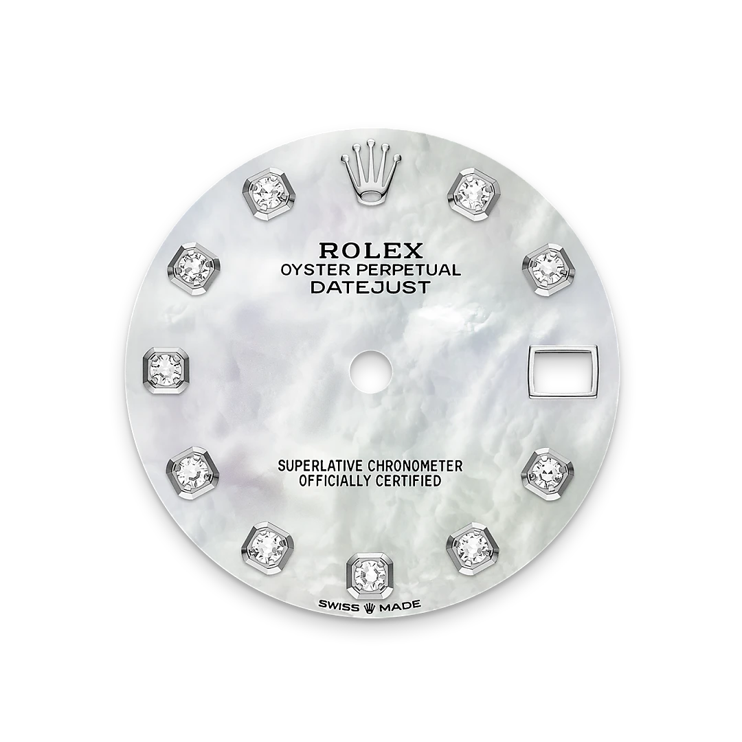 rolex Datejust em Rolesor branco – combinação de aço Oystersteel e ouro branco, M278384RBR-0008 - Sara Joias