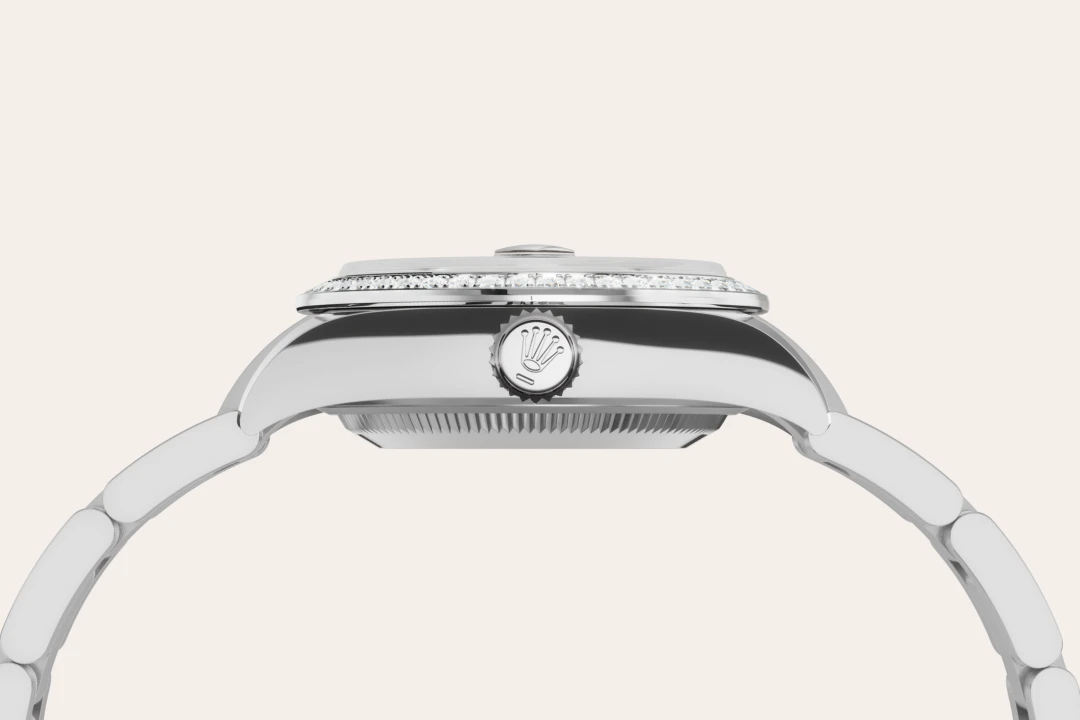 rolex Lady-Datejust em Rolesor branco – combinação de aço Oystersteel e ouro branco, M279384RBR-0004 - Sara Joias