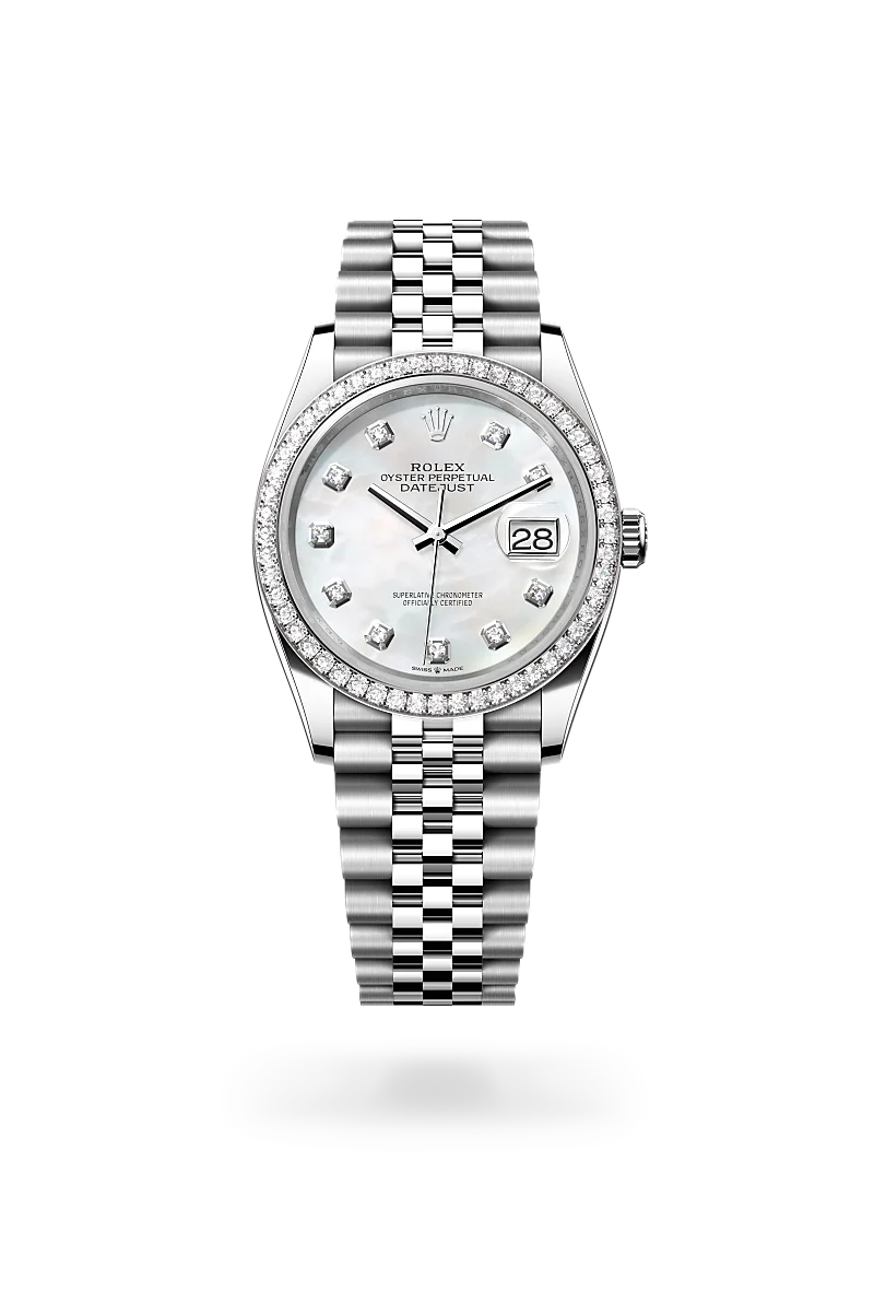rolex Datejust em Rolesor branco – combinação de aço Oystersteel e ouro branco, M126284RBR-0011 - Sara Joias