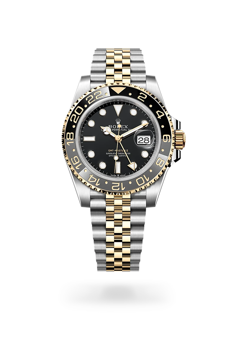 rolex GMT-Master II em Rolesor amarelo – combinação de aço Oystersteel e ouro amarelo, M126713GRNR-0001 - Sara Joias