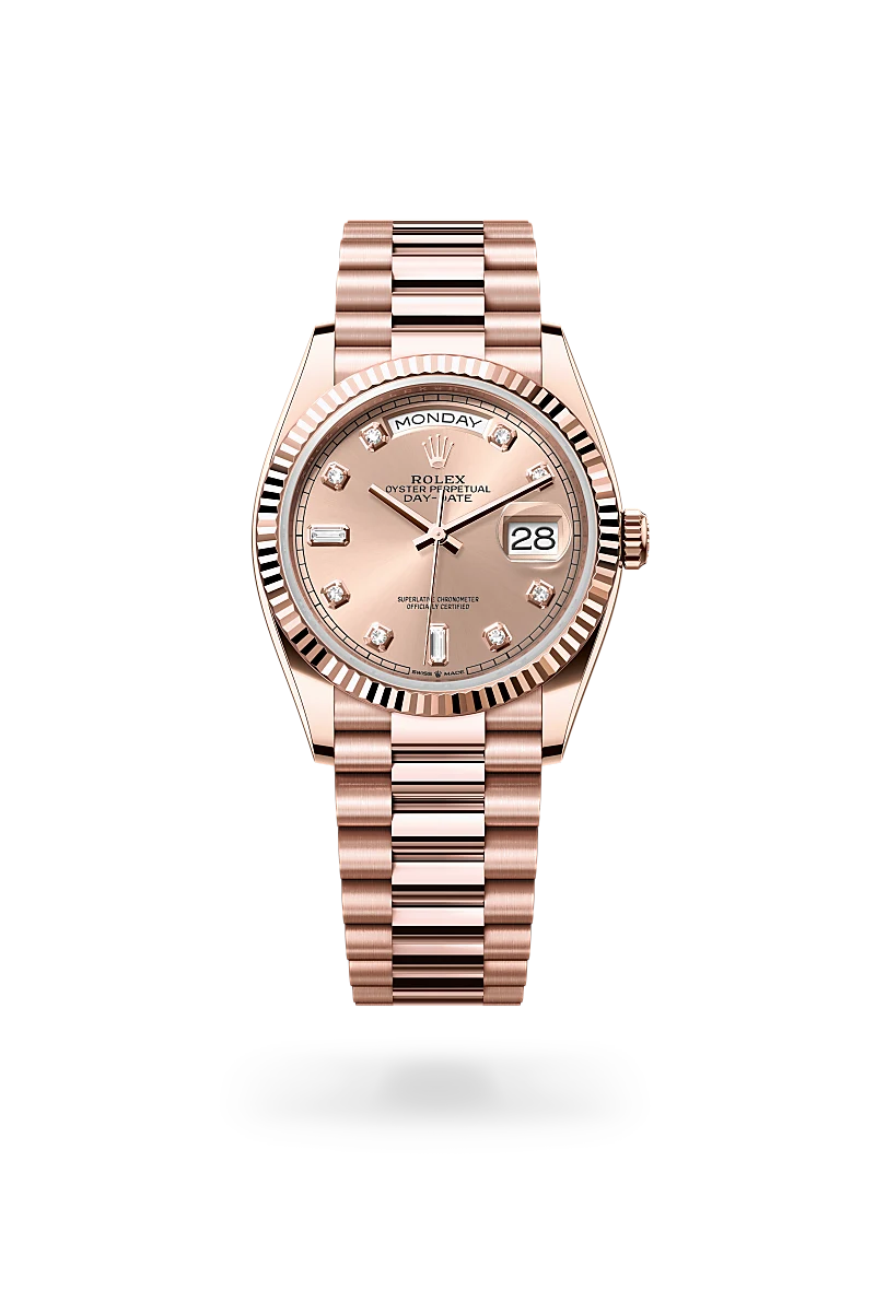 rolex Day-Date em Ouro Everose 18 quilates, M128235-0009 - Sara Joias