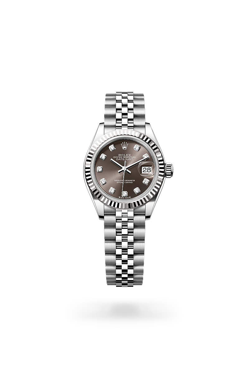 rolex Lady-Datejust em Rolesor branco – combinação de aço Oystersteel e ouro branco, M279174-0015 - Sara Joias