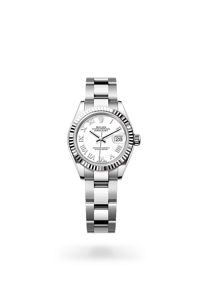 rolex Lady-Datejust em Rolesor branco – combinação de aço Oystersteel e ouro branco, M279174-0020 - Sara Joias