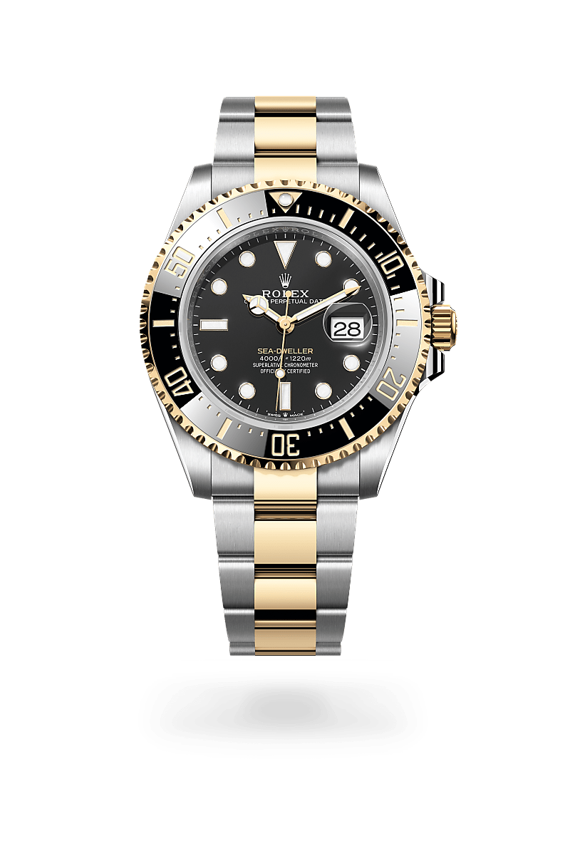Rolex Sea-Dweller em Rolesor amarelo – combinação de aço Oystersteel e ouro amarelo, M126603-0001 - Sara Joias