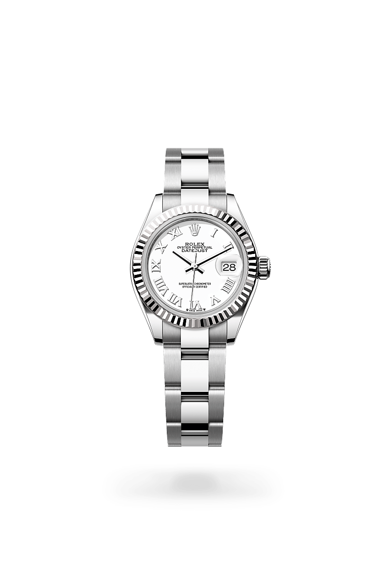 Rolex Lady-Datejust em Rolesor branco – combinação de aço Oystersteel e ouro branco, M279174-0020 - Sara Joias