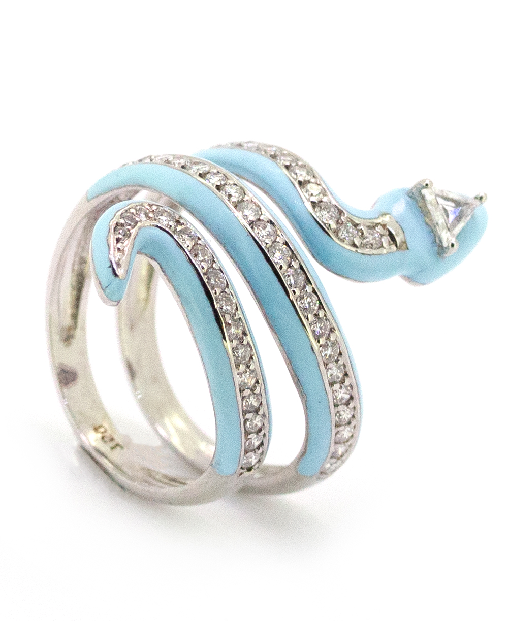 Anel de cobra azul nova marca bohemia moda jóias para mulher