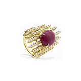 imagem do produto  Anel Camadas Rubi Cabochon 10,84ct e Brilhantes