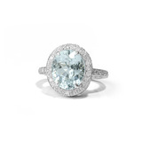 imagem do produto  Anel �gua-Marinha Oval com Diamantes